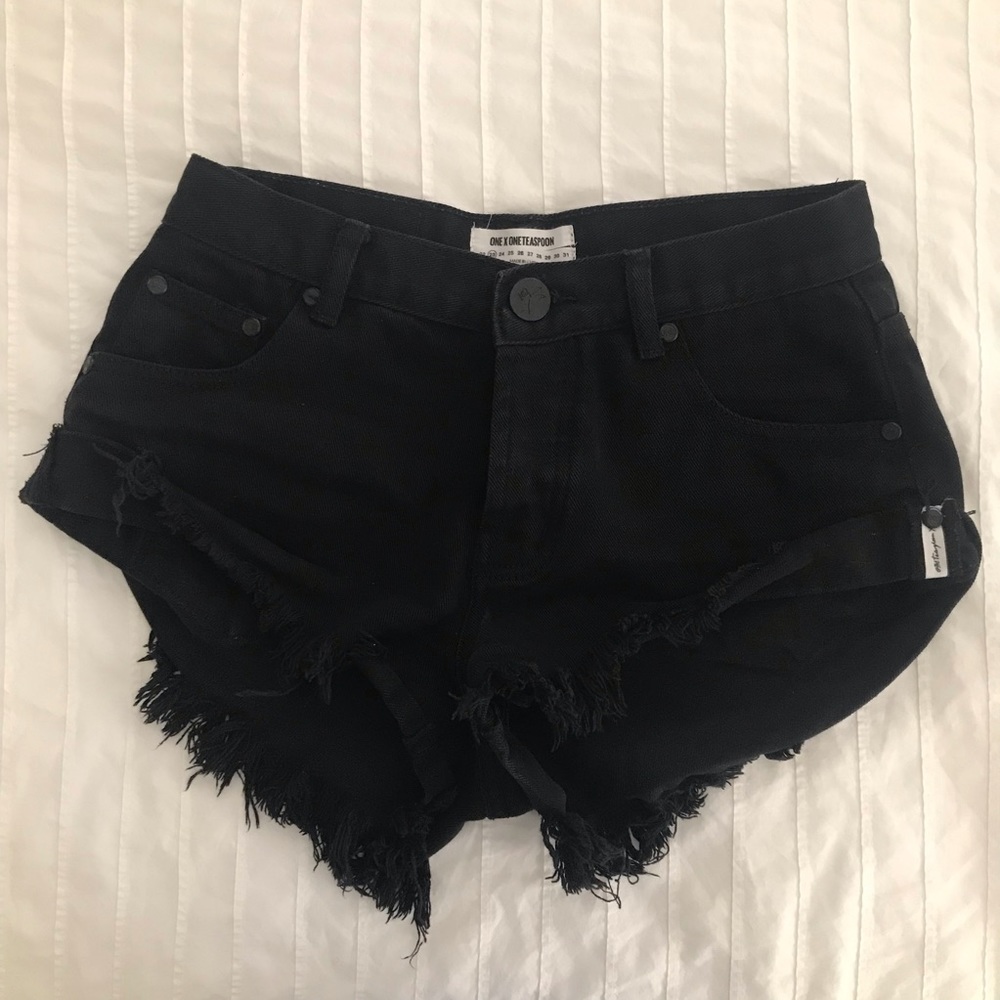 One Teaspoon Black Denim Shorts